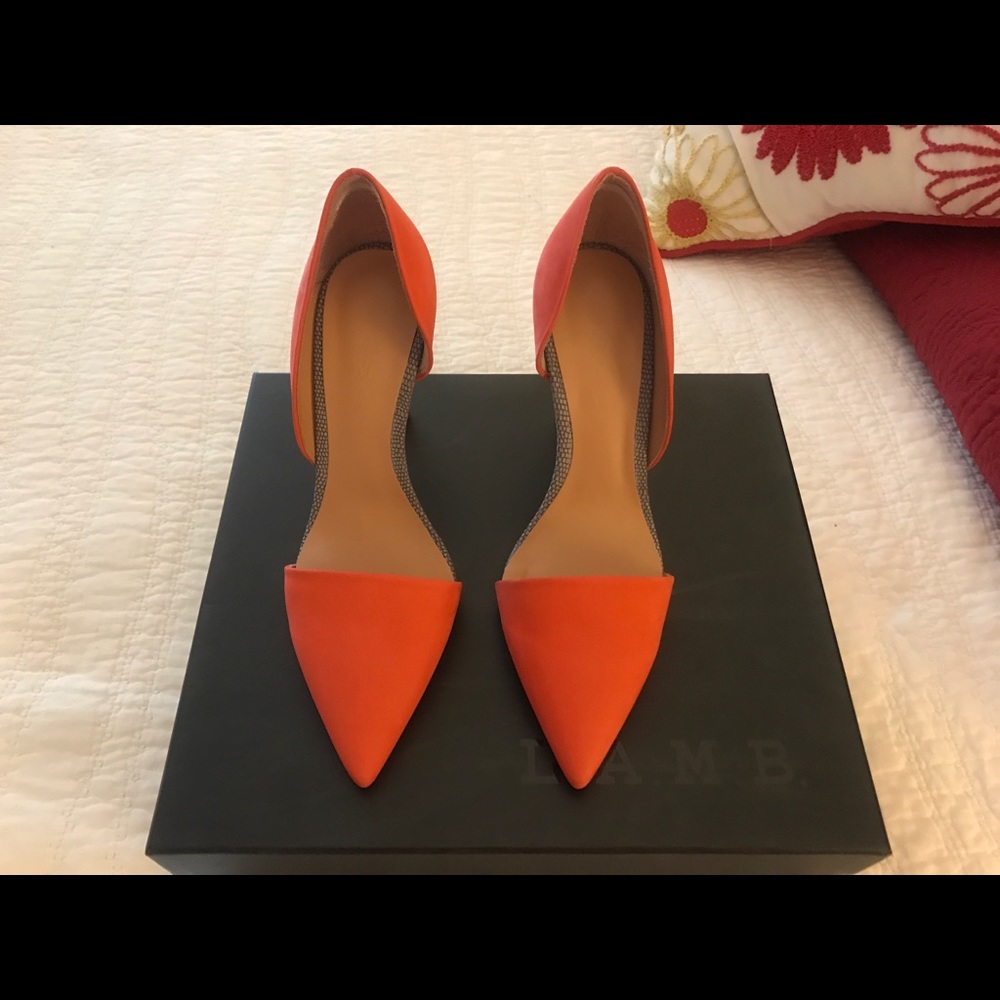 L.A.M.B. GASPAR D'ORSAY PUMP 8.5 Orange New w/Box